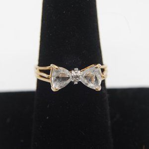 10K Gold  2 Trillion CZ Ring Stones in Prong Setting